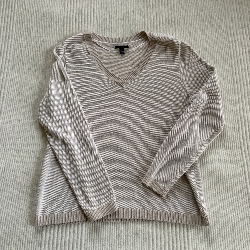 Tommy Hilfiger Beige V-Neck Sweater